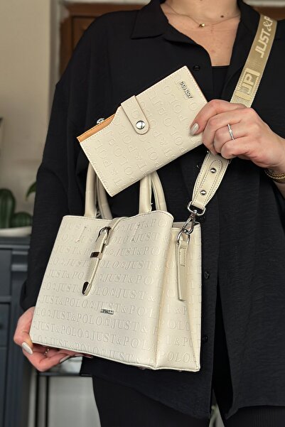 Just Polo حقيبة كتف نسائية متوسطة الحجم بأشرطة سميكة مناسبة للاستخدام اليومي ...