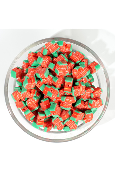 yfhobi 10 ADET - POLİMER FİMO BONCUK, YILBAŞI ÇİZMESİ DESENLİ POLİMER KİL BON...