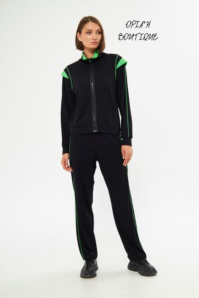 LAMANTE NEON DETAY FERMUARLI SİYAH SWEATSHIRT