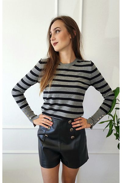 Dilvin Cycling Neck Striped Sleeve Medium Drolpu Sweater