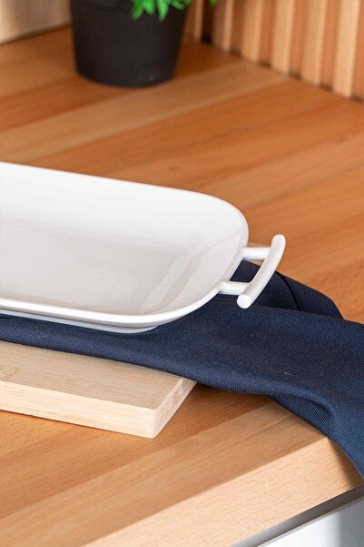 ACAR Bianco Perla Rectangular Handle Serving Single Plate - 39 cm Mst395
