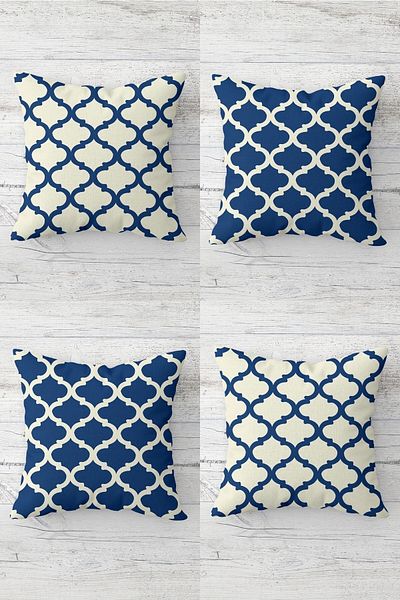 on the clouds Geometric Ogea Patterned Hidden Zippered Throw Pillow Cover Sofa Pillow Cover Set (4 PCS)