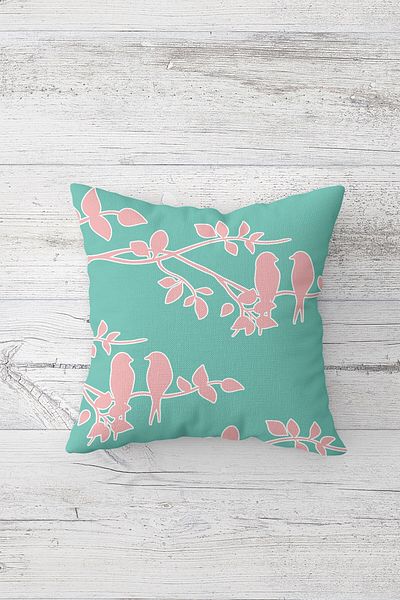 on the clouds Birds on the Branch Geometric Zigzag Hidden Zippered Throw Pillow Cover Seat Pillow Cover Set(4PCS)
