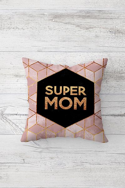 on the clouds Super Mom Written Throw Pillow Cover with Hidden Zipper for Mother's Day Seat Pillow Cover Set (4 PCS)