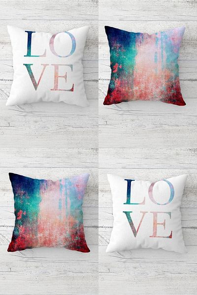 on the clouds Set de huse de pernă pentru canapea, cu model Love Written Tie-Dye, cu fermoar ascuns