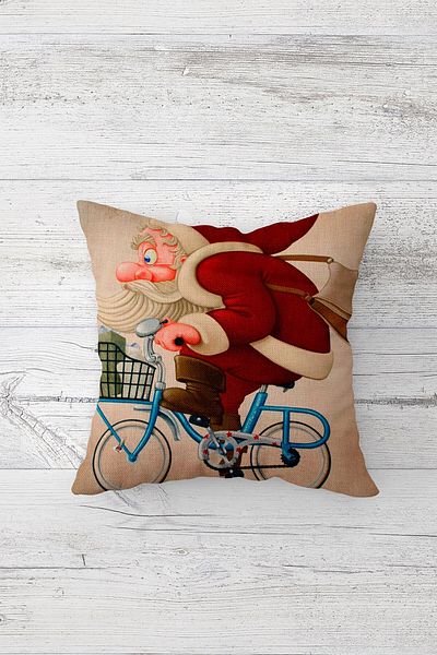 on the clouds Santa Claus Christmas Gift Socks Hidden Zippered Throw Pillow Cover Seat Pillow Case Set (4 PCS)