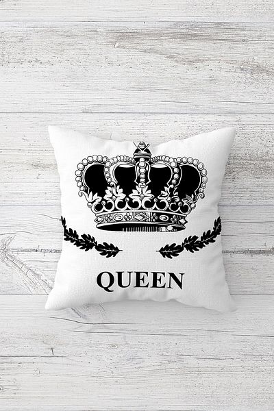 on the clouds King and Queen Crown Patterned Hidden Zippered Throw Pillow Cover Sofa Pillow Cover Set (4 PCS)