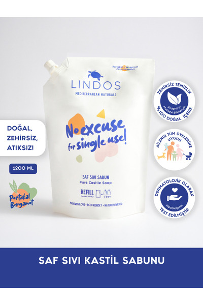 Lindos Çok Amaçlı Doğal Bitkisel Kastil Sabunu Portakal Bergamot Kokulu Banyo Sabun 1,2l