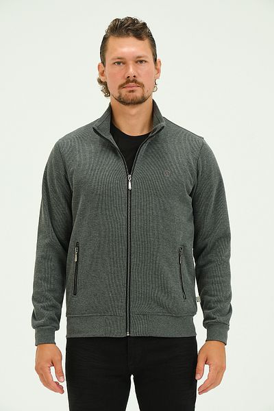 MSW Zippered Lined Regular Fit Men's Stand Collar Thessaloniki Cardigan