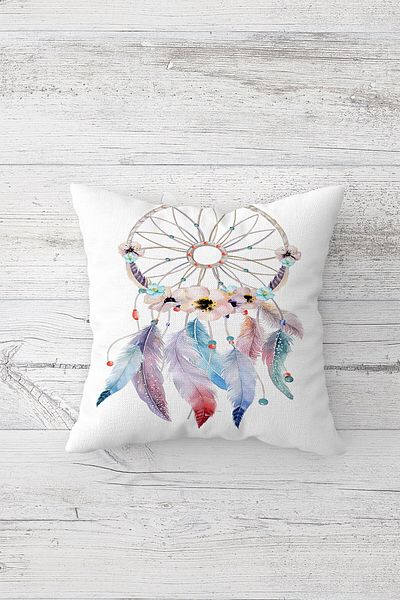 on the clouds Heart and Dream Catcher Patterned Concealed Zippered Throw Pillow Cover Seat Pillow Cover Set (4 PCS)