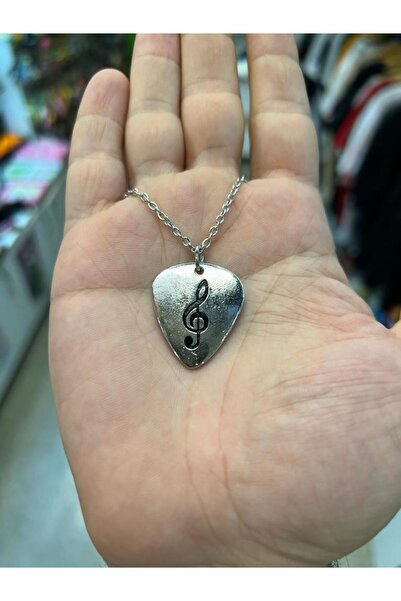 Kuzgunshop Sol Anahtarı Çift Taraflı Pena Unisex Kolye