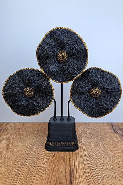 Dekora Siyah Çiçek Tif Salon Süsü Obje