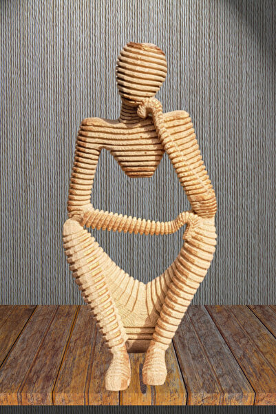 Genel Markalar Dekoratif Thinker Temalı Düşünen Adam Heykel Biblo Bej 18 cm