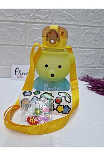 EliraToka SMILE BEAR نموذج قارورة مياه زجاجة مياه خالية من مادة BPA زجاجة مياه مدرسية للأطفال مشبك إليرا