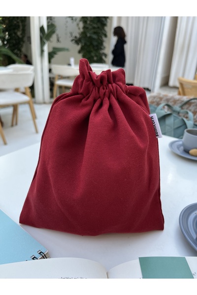 Sumicorn Design Claret Red Eco-Friendly Cloth Linen Drawstring Organizer Pouch, Makeup Bag, Cloth Bag