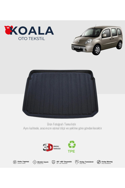 KoalaOtoTekstil Renault Kangoo Combi Expression (2008-2010) 3d Bagaj Havuzu