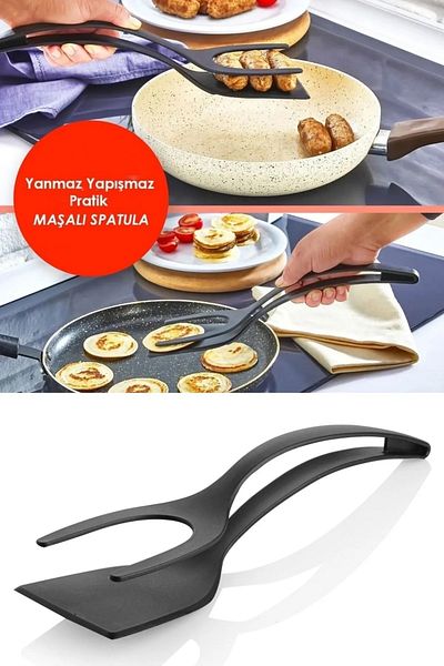Orvila Fireproof Non-Stick 220 Degree Resistant Spatula with Teflon Tongs - Spatula Serving Ladle