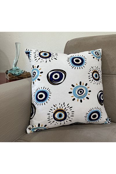 mudita home design Evil Eye Bead Patterned Throw Pillow, Evil Eye Patterned Throw Pillow, Mystical Throw Pillow, Bohemian Throw Pillow