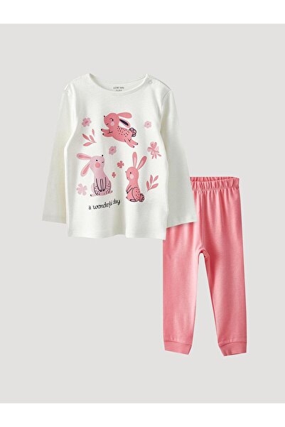 LC Waikiki LCW baby Crew Neck Long Sleeve Printed Baby Girl Pajama Set
