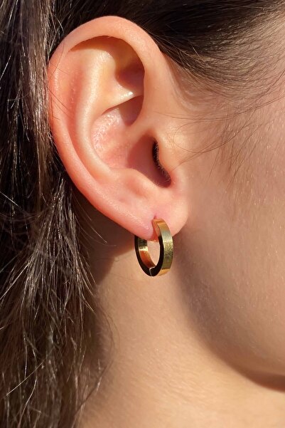 TREND COLLECTİON Kadın Erkek Unisex Gold Halka Çelik Küpe Paslanmaz Çelik Küpe