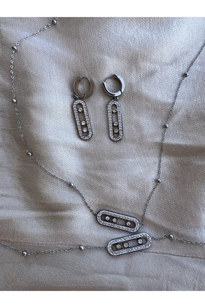 Venüs Accessory Stone Detailed Steel Earrings