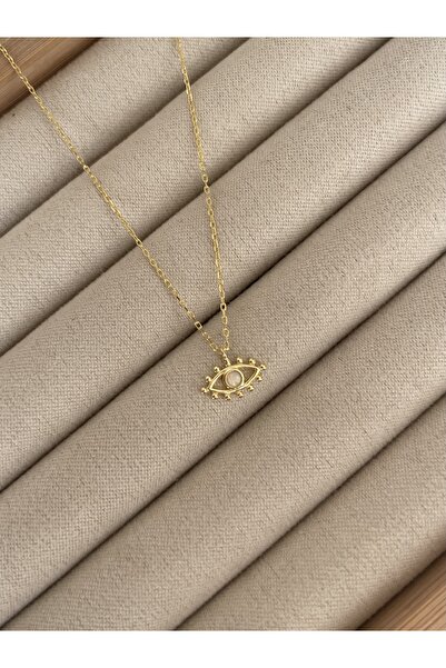 Sade Accessory Beyaz Opal Taşlı Göz Kolye