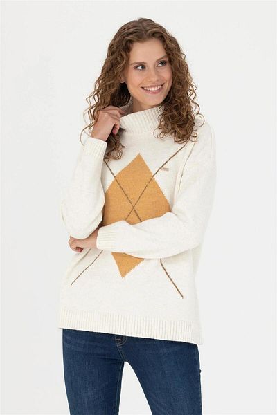 U.S. Polo Assn. Pulover cu gât crem pentru damă
