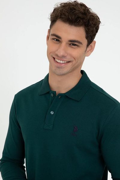 U.S. Polo Assn. Ανδρικό φούτερ με σκούρο πράσινο γιακά Polo Basic