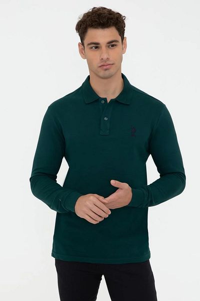 U.S. Polo Assn. Ανδρικό φούτερ με σκούρο πράσινο γιακά Polo Basic