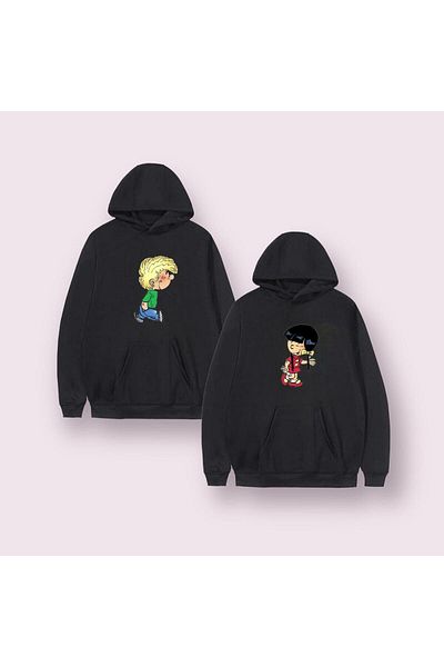 Merkür Store Cedric Chen Printed Hooded Lover Combination Sweatshirt, Black (2-pack)