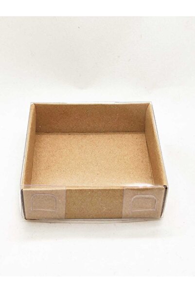 Skybox 7x7x2.2 Cm Asetat Kapaklı Kraft Kutu Düğün Nişan Kına Hediyelik Kutu 1...