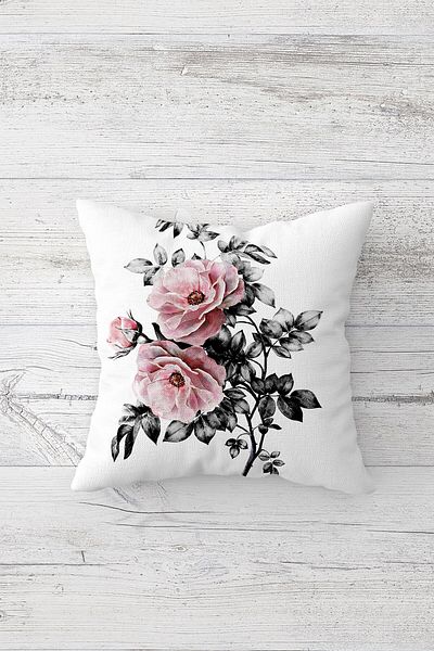 linazaitun Set de huse de pernă pentru canapea, coroană de buchet floral stratificat, cu fermoar ascuns