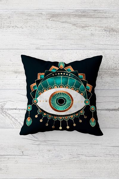 linazaitun Set husă de pernă cu fermoar ascuns cu model Eye Fish Charm (4 bucăți)