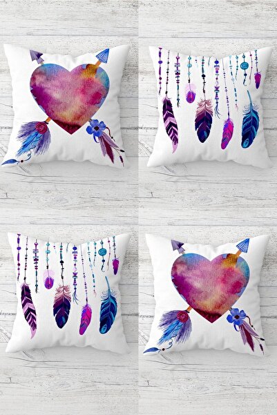 linazaitun Heart Arrow Feather Concealed Zippered Throw Pillow Cover Seat Pil...