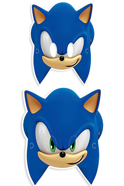 Parti dolabı Pack of 6 Super Sonic Cardboard Mask, Sonic Boom mask Birthday Mask