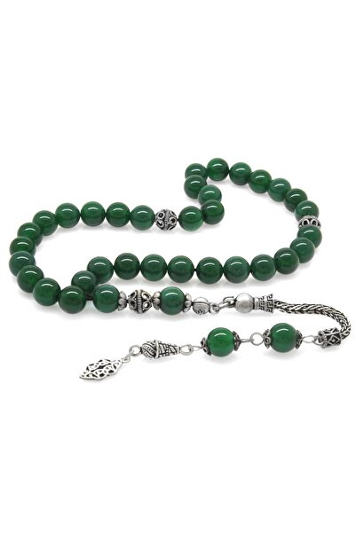 Tesbihane 925 проба срібний кулон з зеленим агатом і натуральним каменем