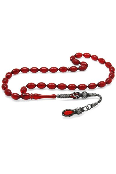 Tesbihane 1000 فضة كازازاز شرابة قطع الشعير العلم الأحمر النار العنبر مسبحة الصلاة