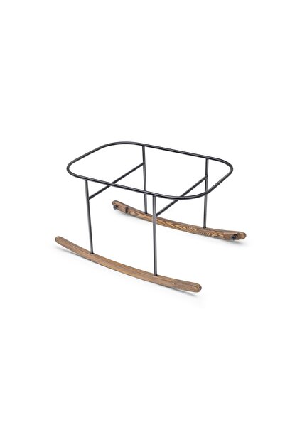 Hier Anne Yanı Beşik Bebek Siyah Metal Stand Gri Sepet