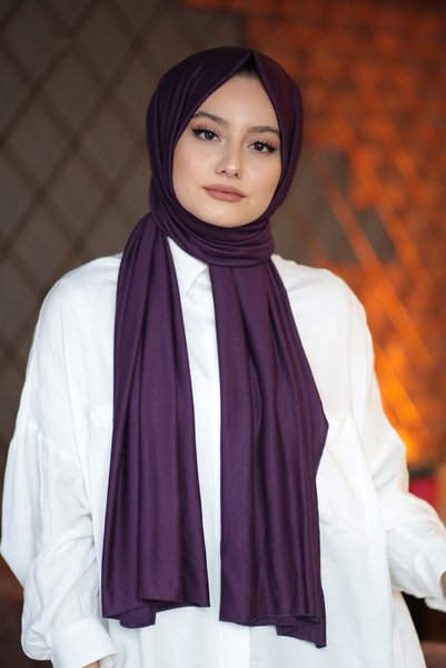 Hi trend شال نسائي من القطن الممشط باللون الأرجواني الباذنجاني