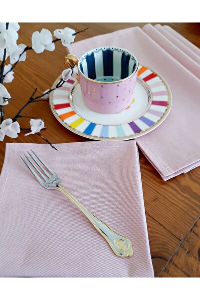 Fabric by Gülçin KOTON DUCK KUMAŞ BARBİE PİNK 6'LI PEÇETE-SERVİS SET