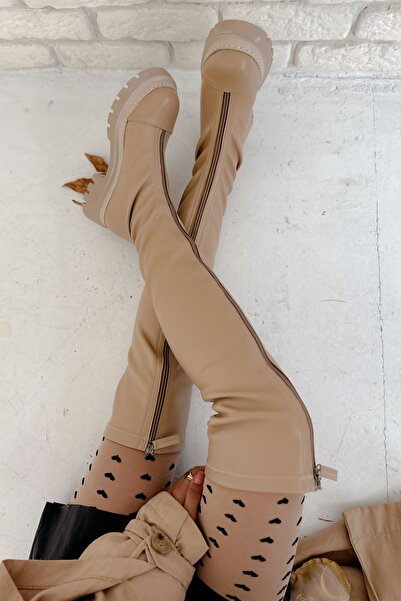 Shoebutik Δερμάτινες μπότες Ginger Beige