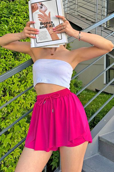 Swist Fuchsia Locker geschnittene doppellagige Damen-Sportshorts