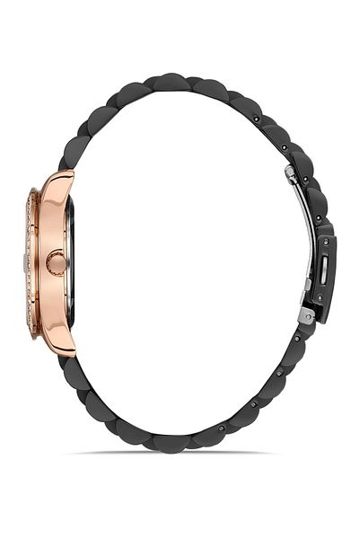 FERRO Women's Black Stone Wristwatch + Bracelet Gift