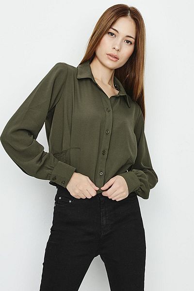 Select Moda Women's Gipe Detailed Crop Shirt