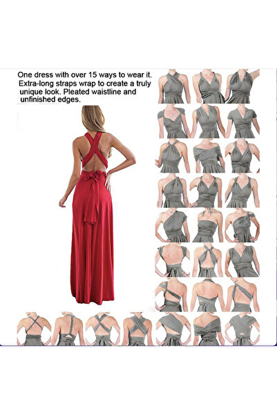 HelloBeautiful Çok Yönlü Şal Bağlamalı Çeşitli Modellerde Kullanacağınız Elbise