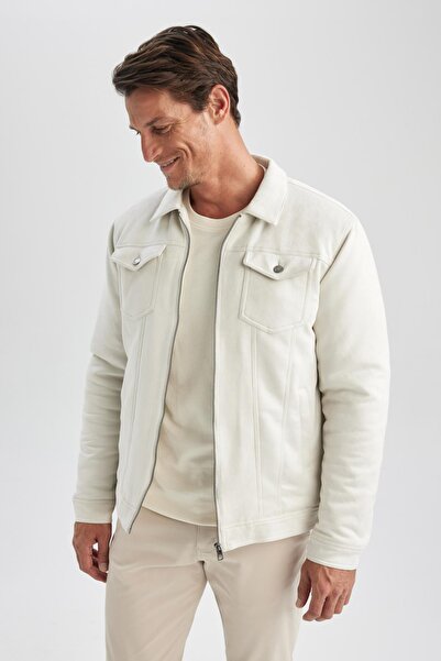 DeFacto Slim Fit Shirt Collar Jacket Suede Coat