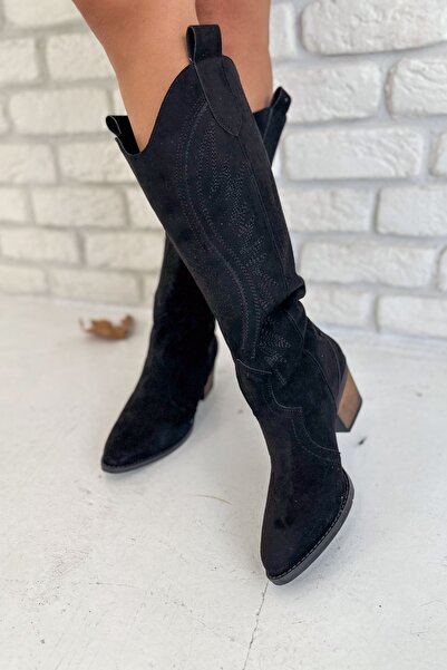 Shoebutik Μαύρες σουέντ μπότες Wanda