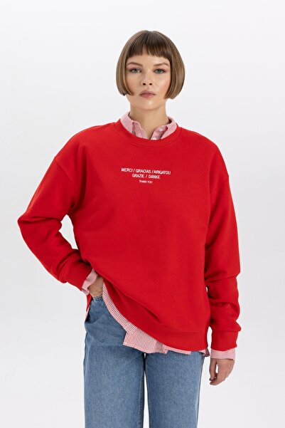 DeFacto Comfortable Cut Crew Neck Thick Sweatshirt - B6589ax23wn