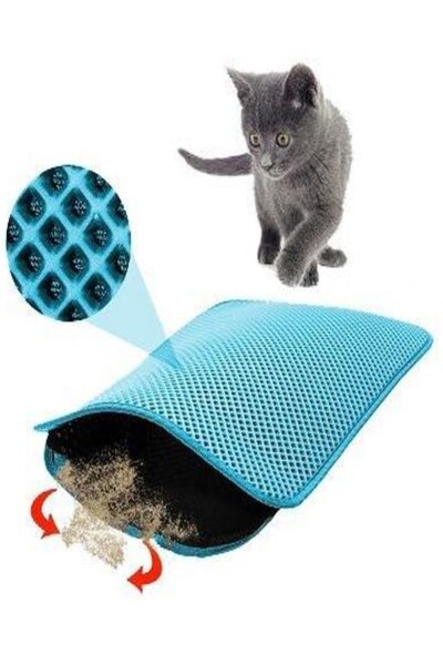TİNEKE PETSHOP 60x42 Cm Elekli Kedi Tuvalet Önü Paspası Kedi Paspası TURKUAZ