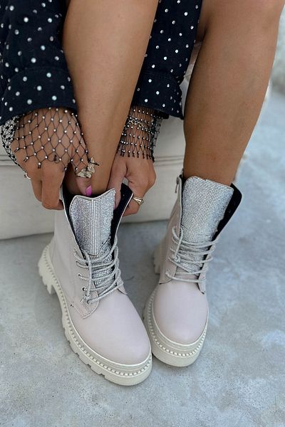 Shoebutik Δερμάτινες μπότες Clubber Beige